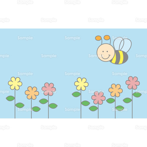 ハチ 蜂 ミツバチ 蜜蜂 昆虫 花 フラワー デフォルメ メッセージカード のイラスト 053 00 クリエーターズスクウェア