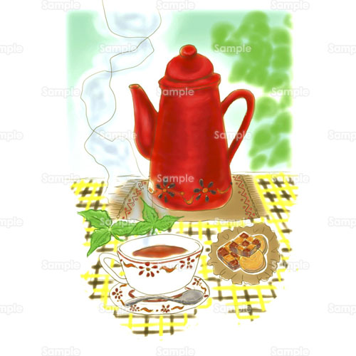 ティーカップ ポット 紅茶 ティータイム 休憩 クッキー おかし お菓子 のイラスト 055 00 クリエーターズスクウェア