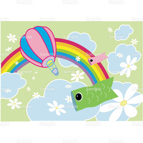 5月 こいのぼり 鯉のぼり パステルカラー 気球 虹 のイラスト 059 0007 クリエーターズスクウェア