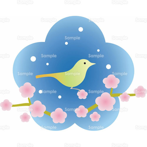 うぐいす 鳥 鶯 梅 うめ 花 のイラスト 059 0013 クリエーターズスクウェア