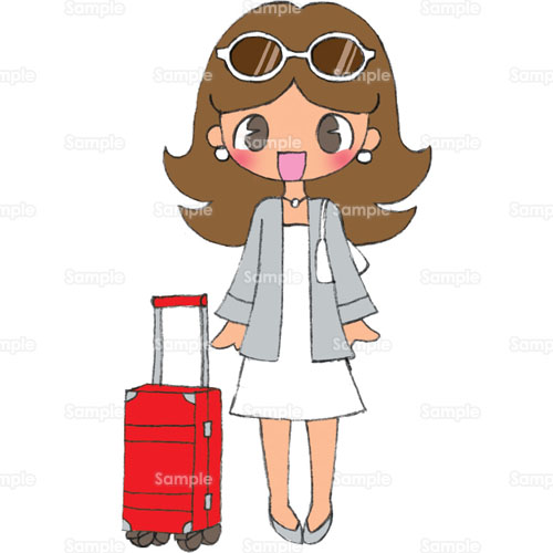 キャリーバッグ スーツケース 女性 のイラスト 064 0038 クリエーターズスクウェア