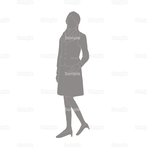 制服 スーツ 会社員 女性 シルエット ビジネスマン のイラスト 064 0068 クリエーターズスクウェア