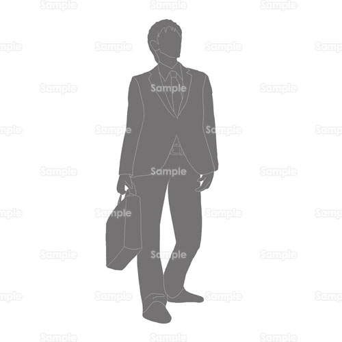 スーツ 男性 営業マン 会社員 かばん 見上げる シルエット ビジネスマン のイラスト 064 0069 クリエーターズスクウェア