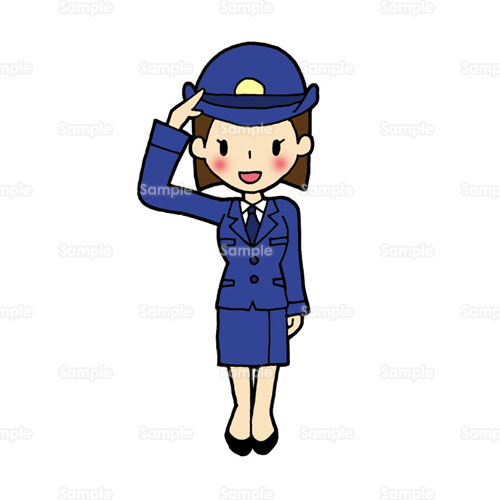 女性警察官 婦人警官 婦警 警察 警官 制服 おまわりさん 敬礼 のイラスト 064 0072 クリエーターズスクウェア