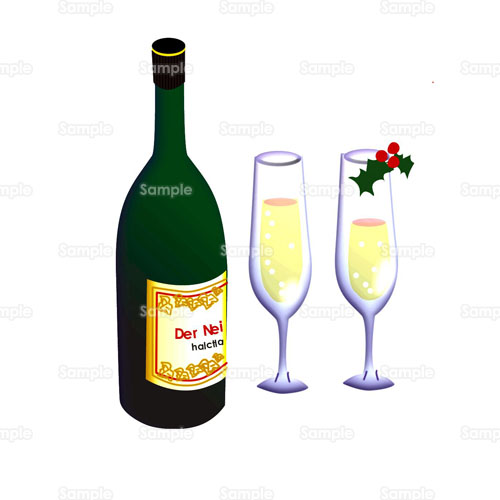 お酒 シャンパン シャンペン ディナー パーティ ワイン グラス ボトル のイラスト 075 0016 クリエーターズスクウェア