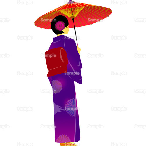 女性 着物 和服 和傘 レトロ のイラスト 079 0005 Rt クリエーターズスクウェア