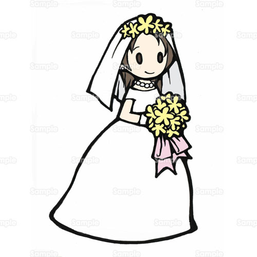 ウェディングドレス ブーケ 花嫁 人物 お嫁さん 女性 花束 のイラスト 085 0031 クリエーターズスクウェア