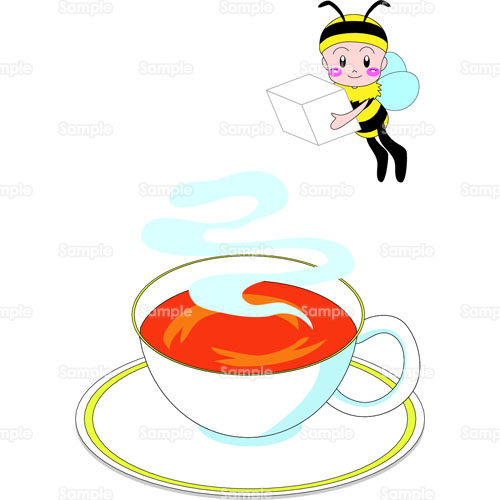 蜂 みつばち 紅茶 角砂糖 ティーカップ のイラスト 086 0007 クリエーターズスクウェア