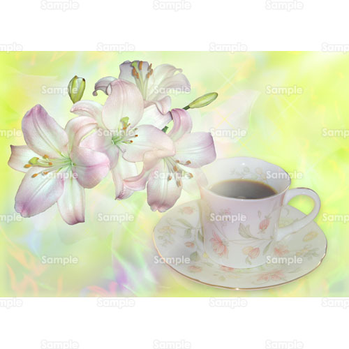 コーヒー 百合 ユリ 花 珈琲 コーヒーカップ ホットコーヒー のイラスト 094 0184 クリエーターズスクウェア