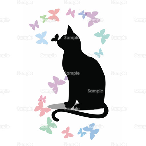 ネコ 猫 ちょうちょ 蝶 のイラスト 105 0125 クリエーターズスクウェア