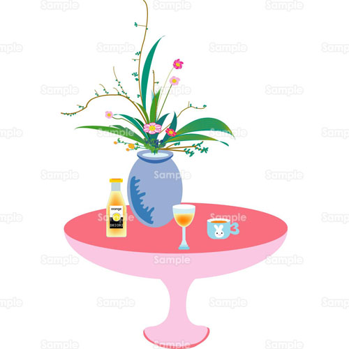 テーブル 花 デフォルメ 花瓶 のイラスト 122 0019 クリエーターズスクウェア