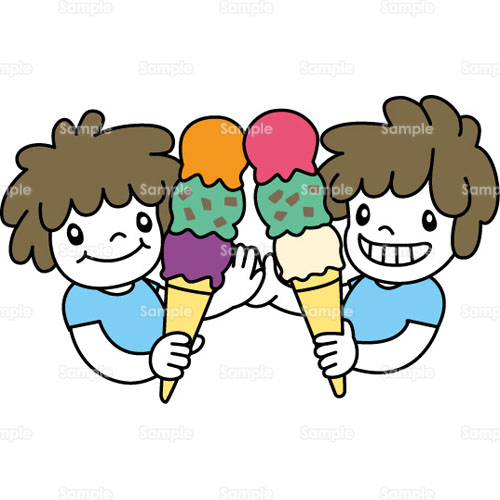 アイスクリーム こども 双子 デザート おやつ のイラスト 124 0130 クリエーターズスクウェア