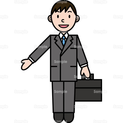 営業 会社員 カバン ブリーフケース スーツ 就活 就職活動 男性 外回り ビジネスマン のイラスト 144 0168 クリエーターズスクウェア