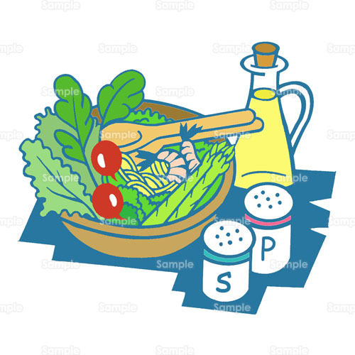 野菜 サラダ ドレッシング コショウ 塩 オイル 調味料 のイラスト 151 0027 クリエーターズスクウェア