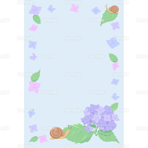 カタツムリ 紫陽花 あじさい 花 葉っぱ 葉 のイラスト 161 0017 クリエーターズスクウェア