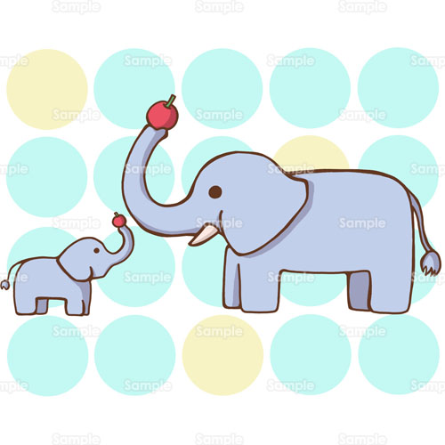 ゾウ 象 リンゴ 親子 のイラスト 161 0046 クリエーターズスクウェア