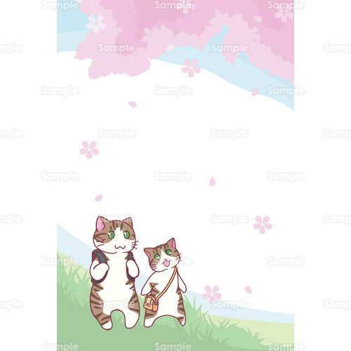 桜 サクラ お花見 猫 ネコ ピクニック 遠足 のイラスト 161 0107 クリエーターズスクウェア