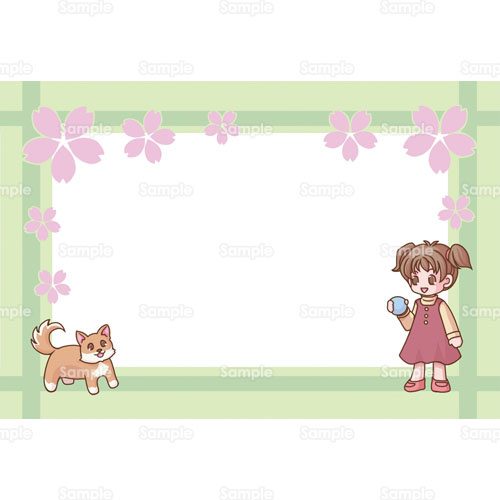 桜 サクラ 花 犬 イヌ 女の子 ボール ペット のイラスト 161 0109 クリエーターズスクウェア