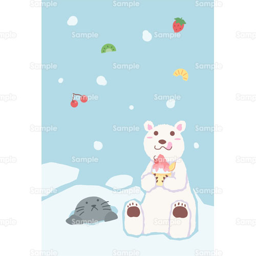 シロクマ カキ氷 ホッキョクグマ 白熊 白くま アザラシ 氷 のイラスト 161 0185 クリエーターズスクウェア