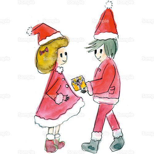 サンタクロース プレゼント 恋人 カップル のイラスト 175 0054 クリエーターズスクウェア