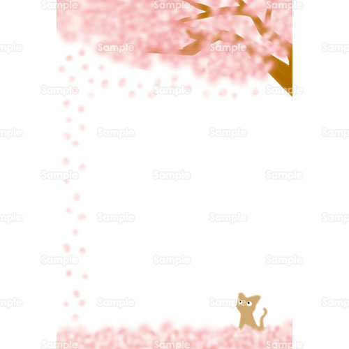 桜 サクラ 花 お花見 猫 ネコ のどか のイラスト 178 0143 クリエーターズスクウェア