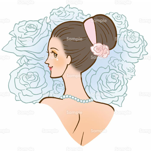 花嫁 新婦 ウェディングドレス 結婚式 薔薇 バラ 花 のイラスト 195 0013 クリエーターズスクウェア