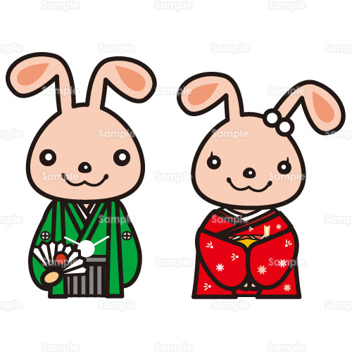 新郎 新婦 和装 うさぎ のイラスト 196 0006 クリエーターズスクウェア