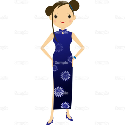 女性 チャイナドレス 中国 のイラスト 196 0051 クリエーターズスクウェア