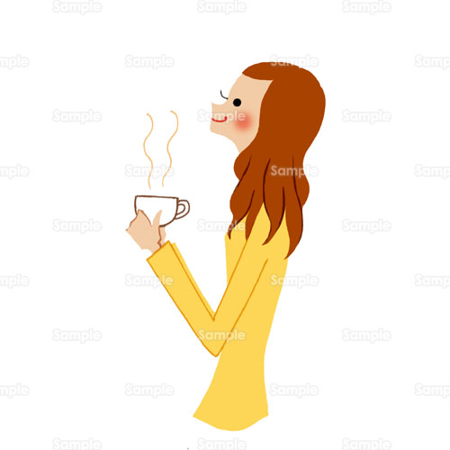 女性 女の子 ティータイム コーヒー 休憩 のイラスト 198 0028 クリエーターズスクウェア