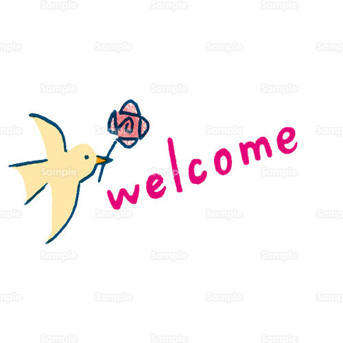 鳥 小鳥 バラ 花 Welcome メッセージ のイラスト 198 0081 クリエーターズスクウェア