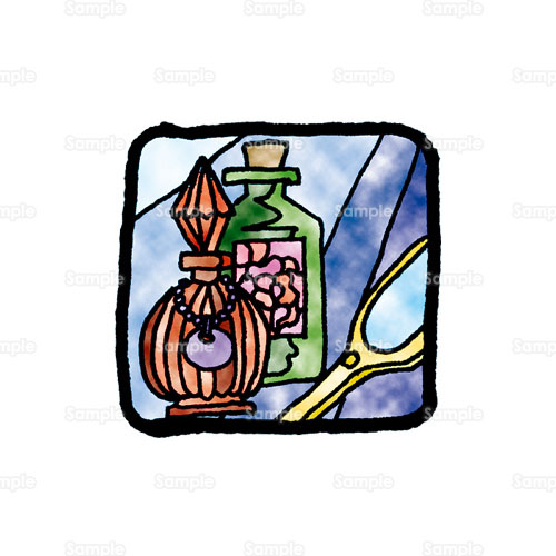 鏡,ビン,香水,コロン,ステンドグラス,のイラスト(206_0026) | クリエーターズスクウェア