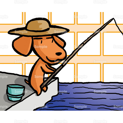 釣り 魚釣り 竿 イヌ 犬 のイラスト 213 0053 クリエーターズスクウェア