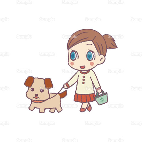 犬 イヌ 女の子 ペット 散歩 のイラスト 2 0010 クリエーターズスクウェア