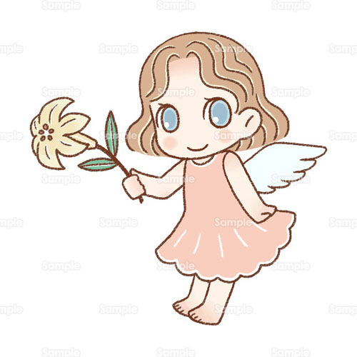 天使 エンジェル 翼 羽根 女の子 こども 百合 のイラスト 2 0013 クリエーターズスクウェア