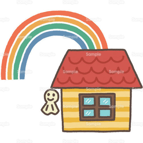 虹 てるてる坊主 てるてるぼうず 家 晴れ のイラスト 220 0090