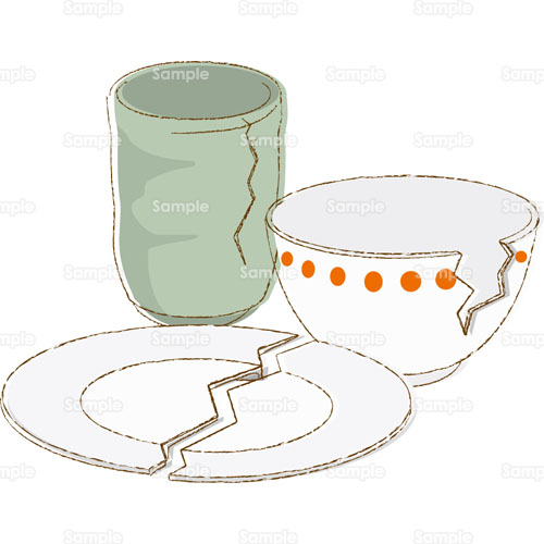 陶器 陶磁器 茶碗 湯呑み 皿 ちゃわん 割れ物 ワレモノ 分別 ゴミ リサイクル のイラスト 239 0007 クリエーターズスクウェア