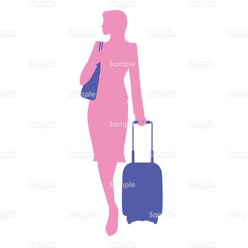 出張 女性 スーツ キャリーバッグ かばん 会社員 キャリアウーマン シルエット ビジネスマン のイラスト 250 0001 クリエーターズスクウェア