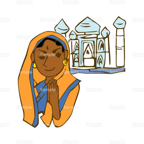 外国人 インド タージマハール 女性 サリー のイラスト Busi1 028 クリエーターズスクウェア