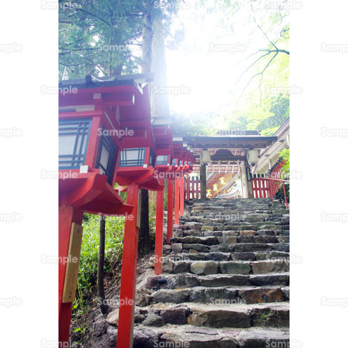 日本;神社;京都;貴船;灯篭;階段;門;朱;