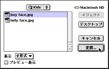 ダイアログボックス 変換